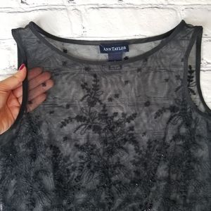Ann Taylor Beaded See-Through Unique top size 2